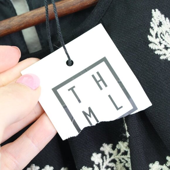 THML Embroidered High Neck Maxi Dress Black Size M - Picture 5 of 10